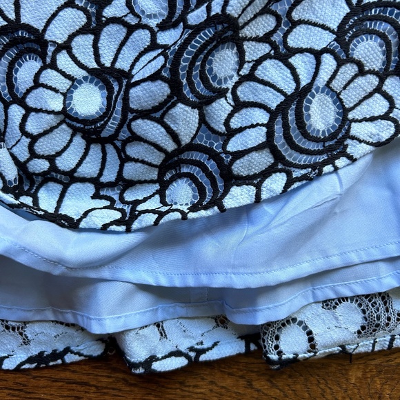 Tommy Hilfiger Blue and Black Lace Detailed Flowery A-Line Dress - Picture 9 of 9